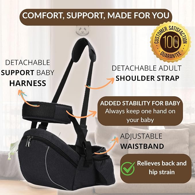 Baby Carrier with Hip Seat – Adjustable Waistband, Safety Harness & Storage - Image 2