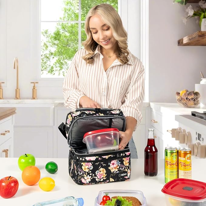 OPUX Lunch Box For Women, Insulated Large Lunch Bag Adult Work, Double Decker - Image 4
