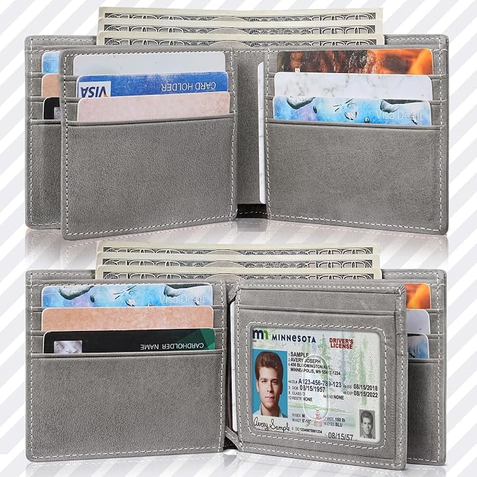 Mens Wallet Bifold Genuine Leather RFID Blocking Wallet - Image 8