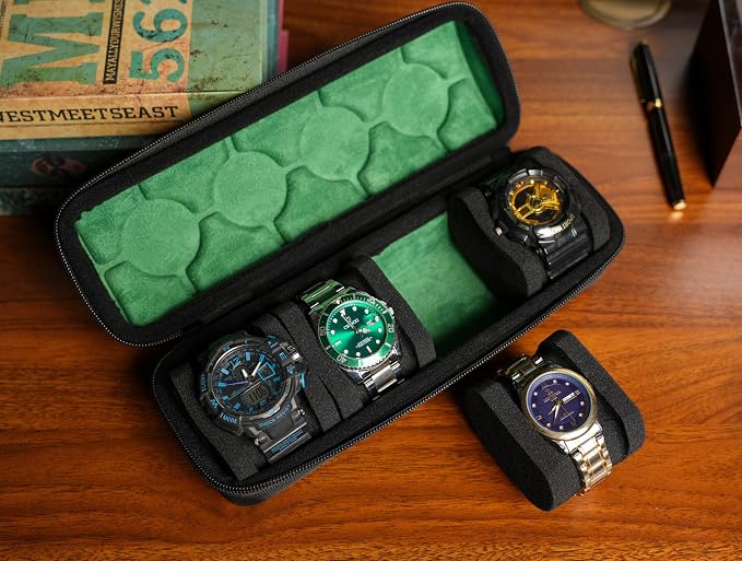 4 slots watch travel case roll, hard watch box storage organizer - Image 7