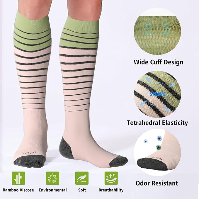 LEVSOX Compression Socks for Pregnant Women 20-30 mmHg Knee High Cute Funny - Image 3