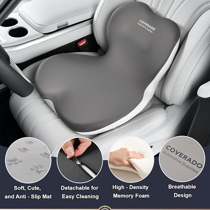 Coverado Car Seat Cushion and Lumbar Support Pillow One Piece, Memory Foam - Image 6