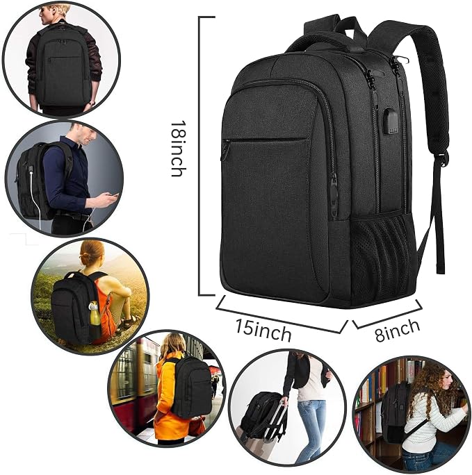Large Travel Laptop Backpack, Business Anti Theft Slim Sturdy 18 Inch Laptops - Image 2