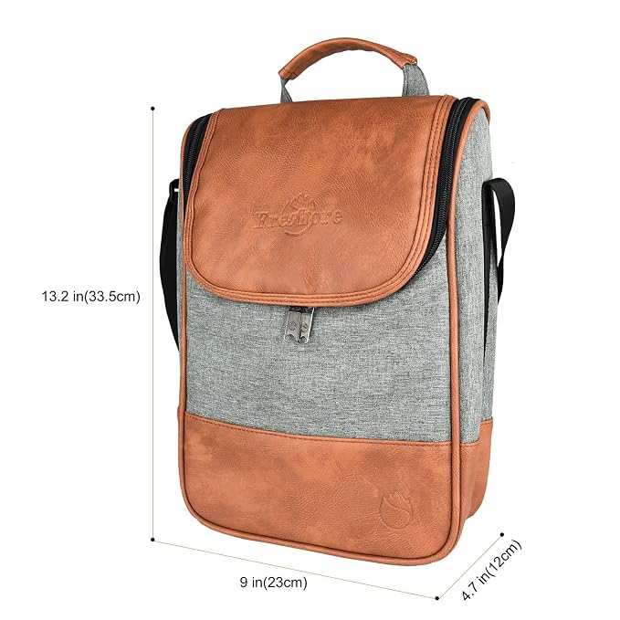 Freshore® Wine Leather Tote Cooler Insulated Bag - Image 4