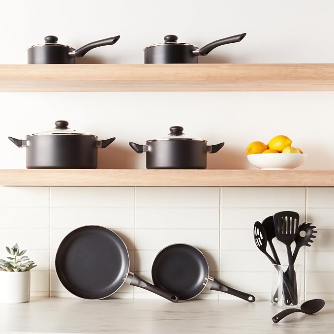 Amazon Basics Non Stick Kitchen Cookware 15-Piece Set, Non-Induction, Includes - Image 3