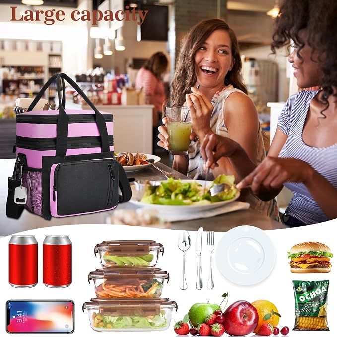 Insulated Lunch Bag Women | Large Adult Lunch Box | Double-Layer Reusable Lunch - Image 4