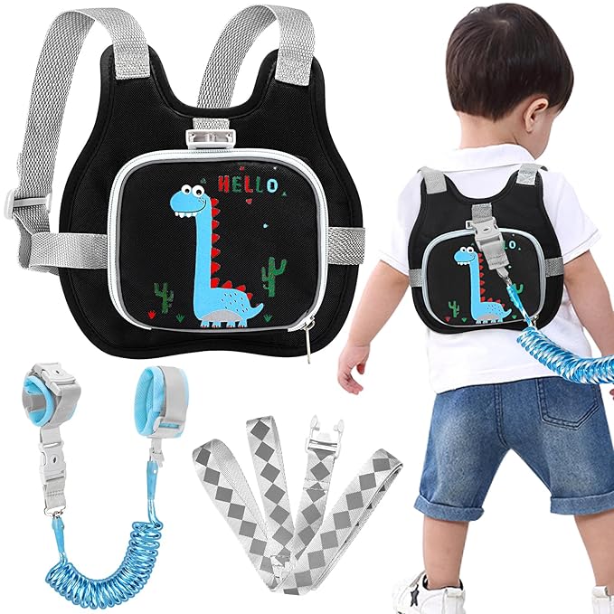 Accmor Toddler Harness Leash+ Reflective Anti Lost Wrist Link, Cute Dinosaur by Accmor