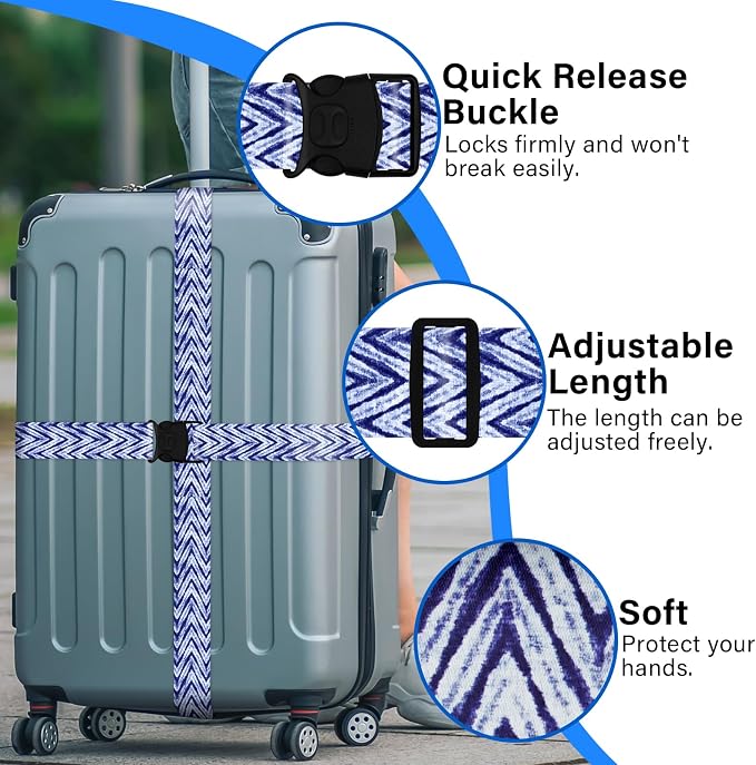 2 Pack Luggage Straps for Suitcases, Adjustable Travel Belt - Image 4