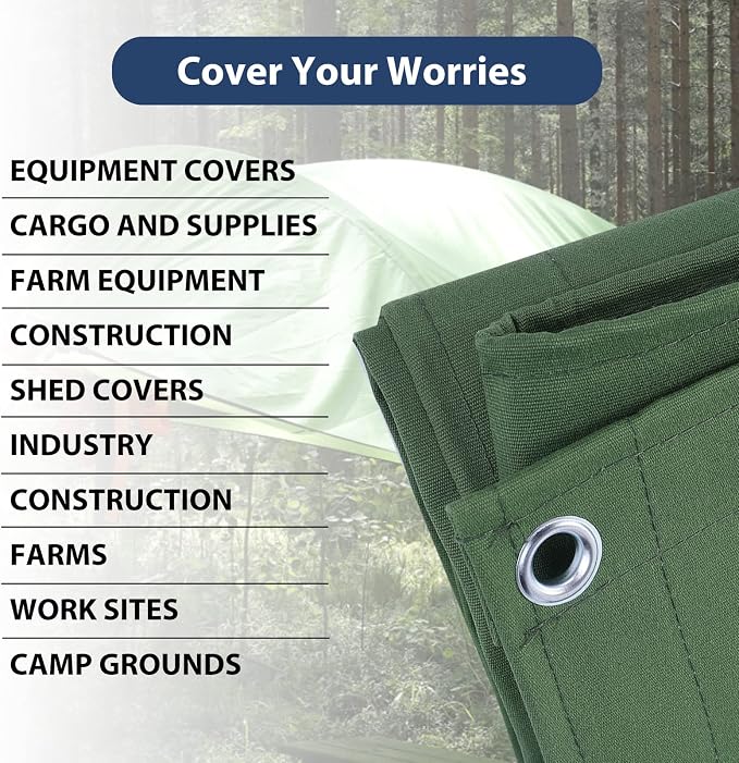 8’x10’ Canvas Tarps Heavy Duty Waterproof Tarpaulins - Image 6