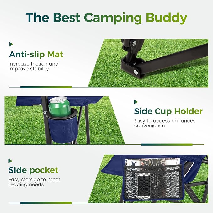 ALPHA CAMP Oversized Folding Camping Chairs High Backrest Heavy Duty Lawn Chairs - Image 7