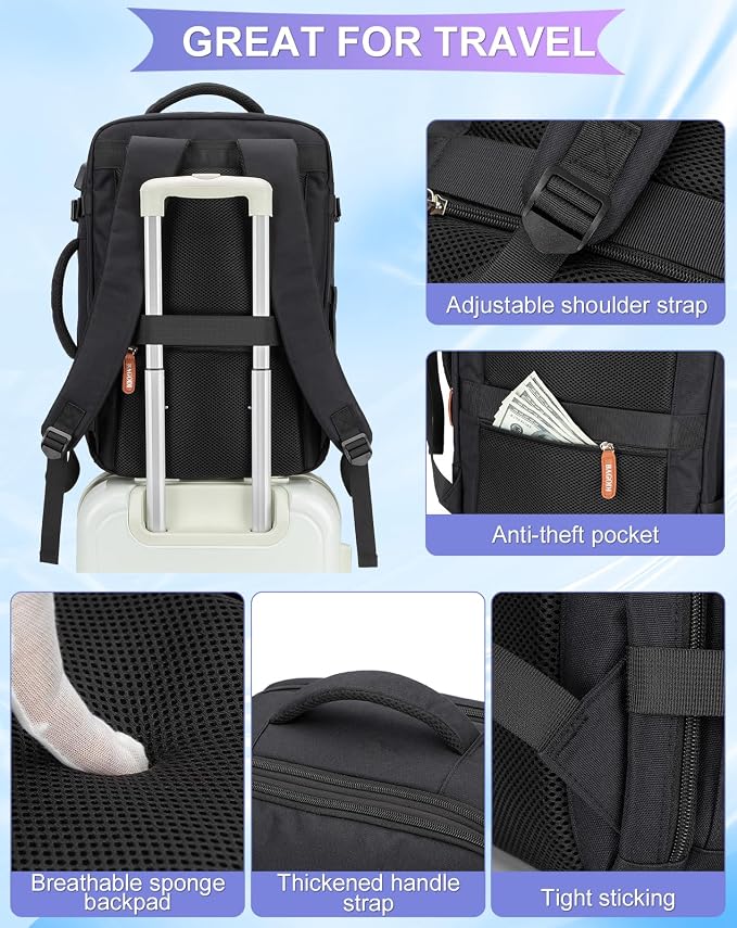 42L Travel Laptop Backpack, Expandable Carry-on Luggage, Anti-Theft Business - Image 6