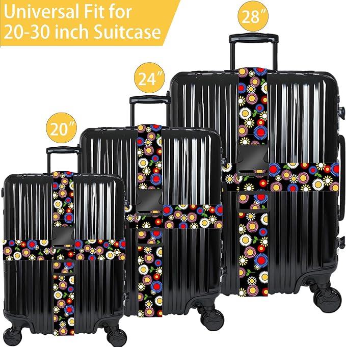 Sunflowers Luggage Straps for Suitcases, Adjustable Luggage Travel Belt to Keep - Image 3