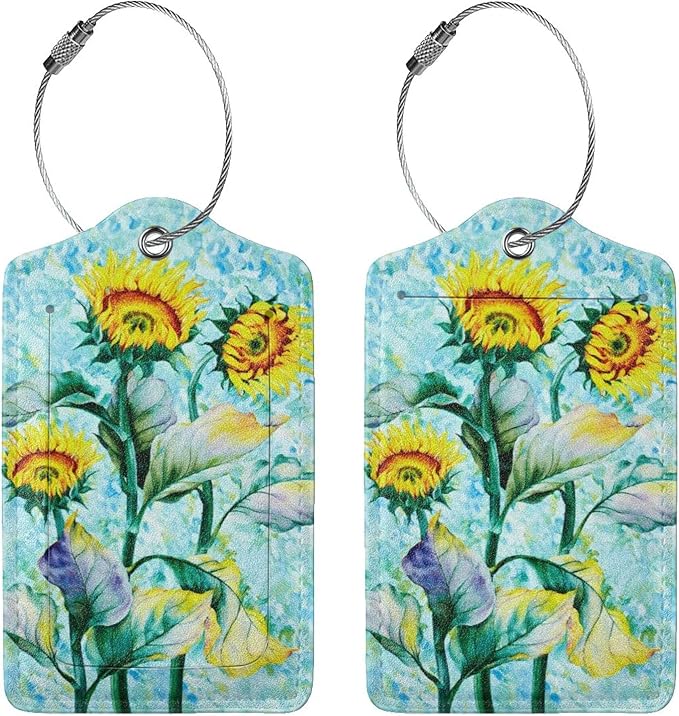 2 Pack Sunflower Luggage Tags for Suitcases Women Men Kids, Bag Tags for - Image 3