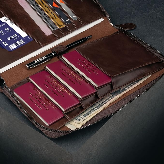 TORRO Premium Leather Family Travel Wallet, RFID Blocking Travel Organizer - Image 5