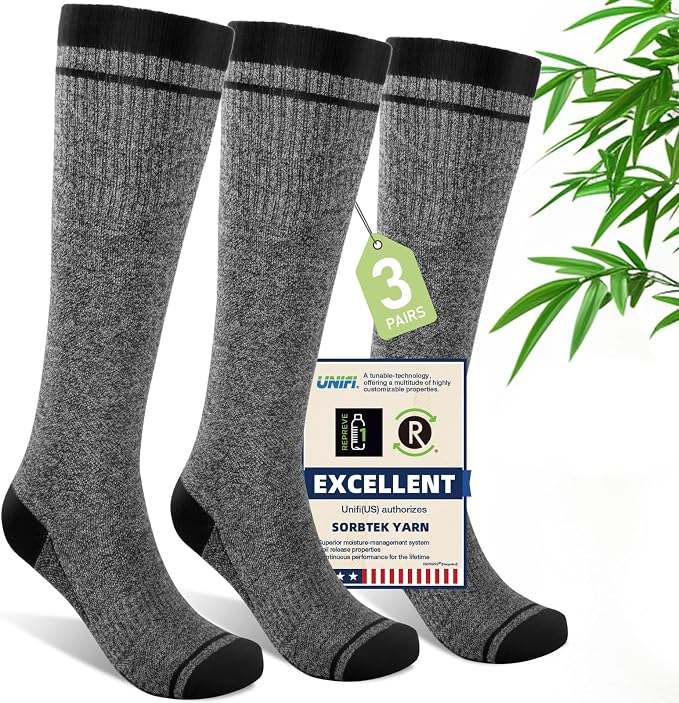 Mens Compression Socks for Men Women, 15-20 mmHg Bamboo Viscose Knee High Soft by Unknown
