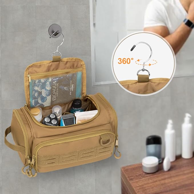 Tactical Toiletry Bag for Men, Hanging Hygiene Bag, Travel Dopp Kit Organizer - Image 4