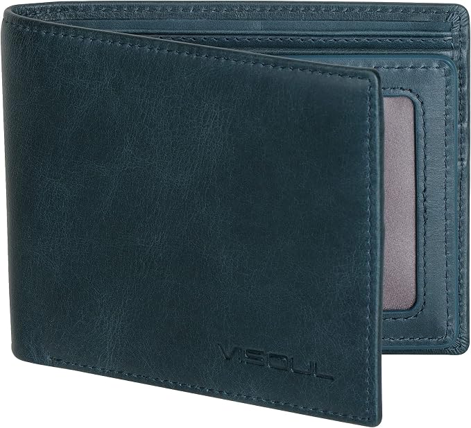 VISOUL Mens Bifold Leather RFID Blocking Wallet by VISOUL