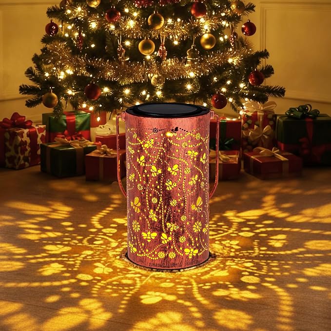 Homemory Bee Solar Lanterns Lights Outdoor Waterproof, Hollowed-Out Metal Decor - Image 2