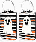 Halloween Set of 2 Luggage Tags Cute Ghost on Black and White Stripes Luggage by Unknown