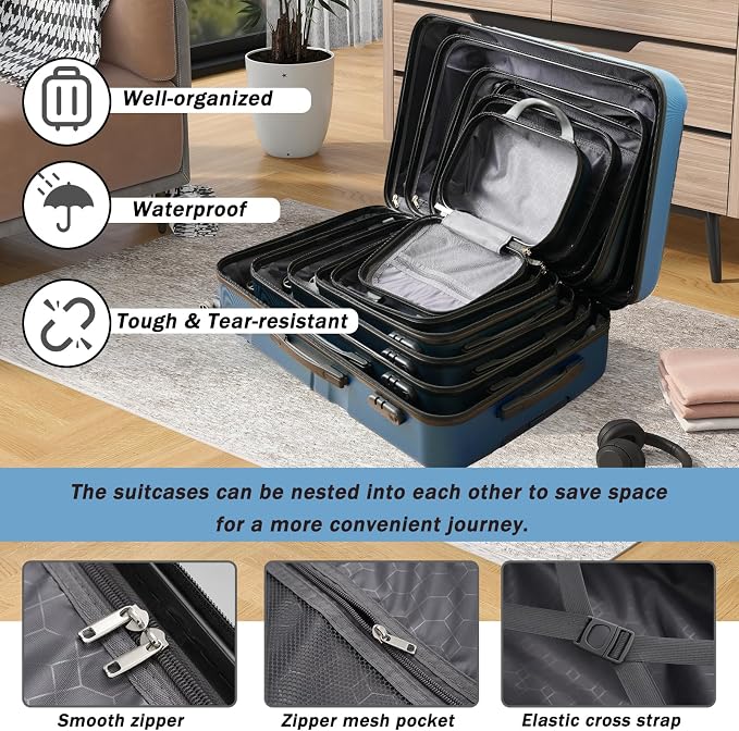 Merax Luggage Sets 6 Piece Hardshell ABS Suitcases - Image 6