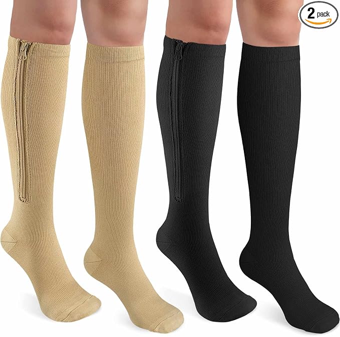 CASMON 2 Pairs Zipper Compression Socks by CASMON