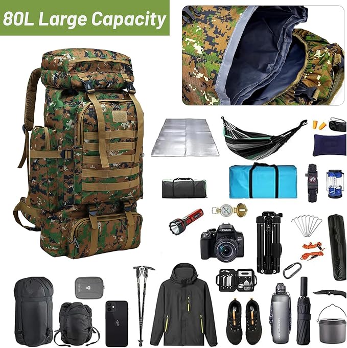 80L 2Pcs Hiking Backpack for Men - Image 3
