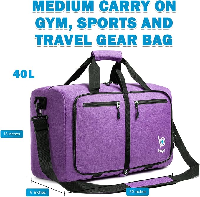 Bago Foldable Duffel Bags for Traveling Women & Men - 40L Sports Packable - Image 6