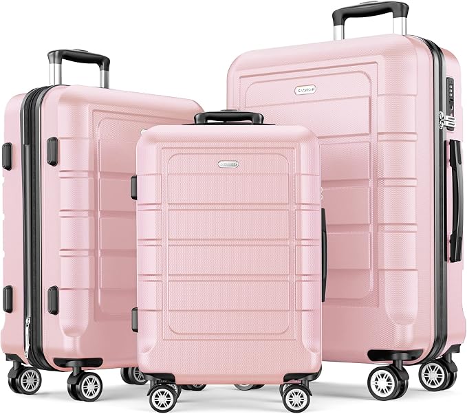 SHOWKOO Luggage Sets Expandable PC+ABS Durable Suitcase Sets Double Wheels TSA by SHOWKOO