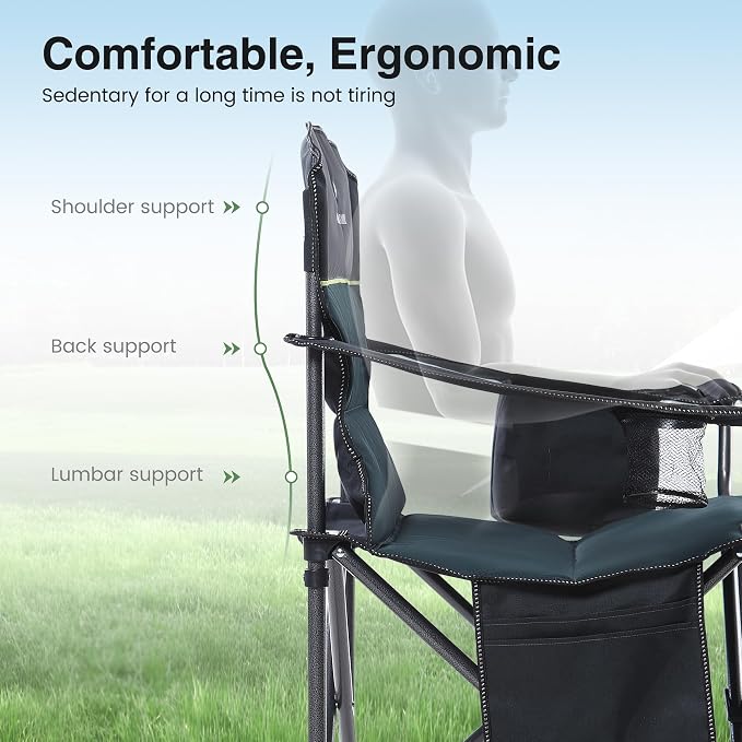 HIGH POINT SPORTS Oversized Camping Folding Chair, Heavy Duty Portable Outdoor - Image 7