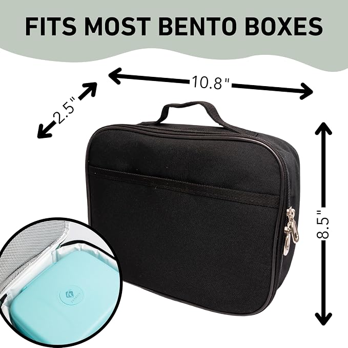 Fenrici Black Lunch Box for Boys, Women Insulated Lunch Bag, Soft Sided - Image 3
