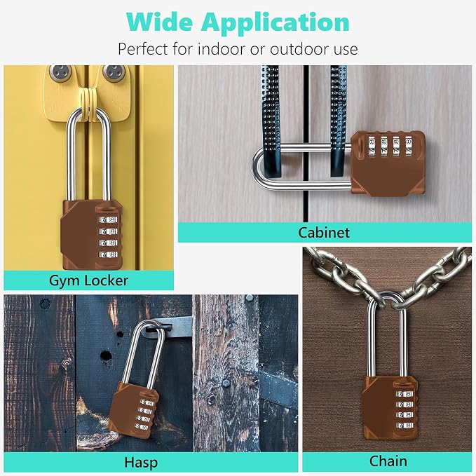 CL21MC 2.6 Inch Long Shackle Combination Lock, 4 Digit Combination Padlock Set - Image 6