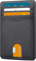 Buffway Mens Slim Wallet, Minimalist Thin Front Pocket Leather Credit Card by Buffway