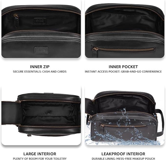 LEATHER VILLAGE Premium Leather Toiletry Travel Pouch - Image 3