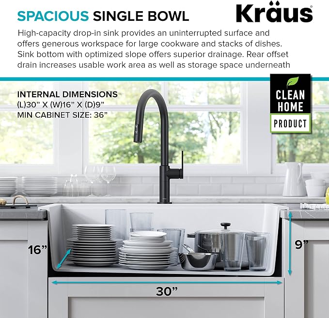 KRAUS Bellucci Workstation 33 in. Drop In Single Bowl Granite Kitchen Sink in - Image 9