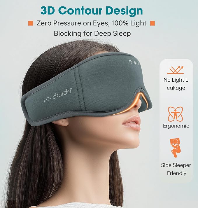 Sleep Mask with Headphones Bluetooth 5.4，LC-dolida 2025 New 3D Bluetooth Sleep - Image 3