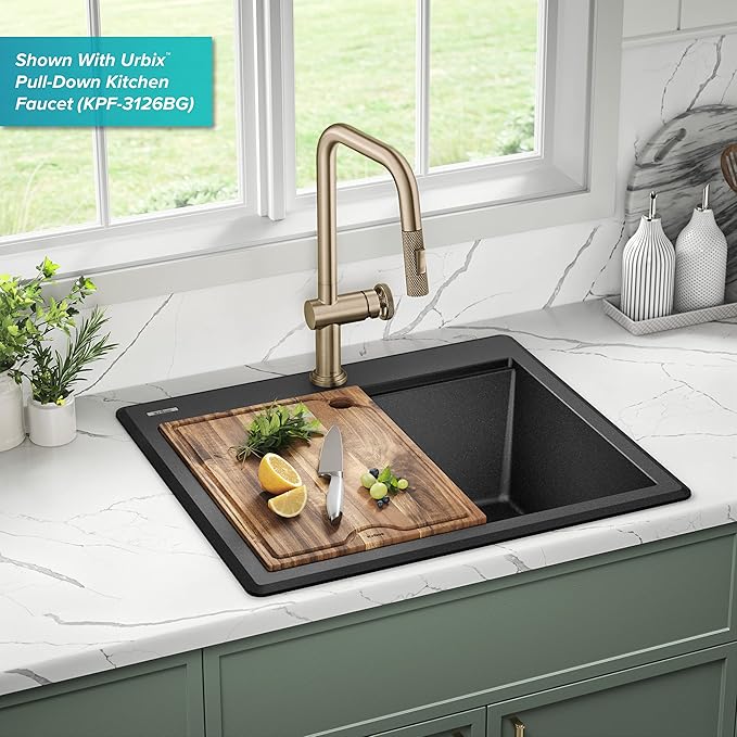 KRAUS Bellucci 25-inch Granite Workstation Drop In Top Mount Single Bowl - Image 2