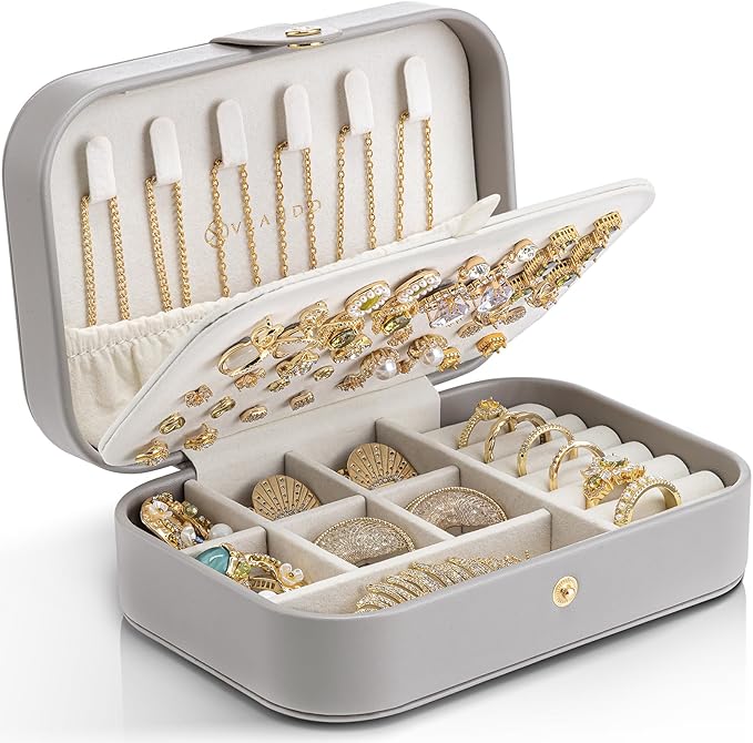 Vlando Travel Jewelry Case, PU Leather Travel Jewelry Box by VLANDO