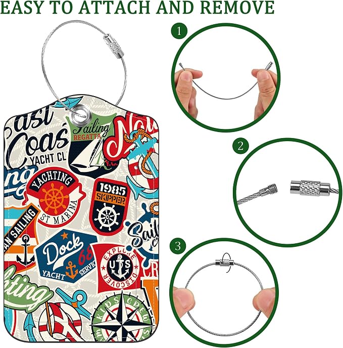 2 Pack Luggage Tag for Suitcase Nautical Patches Mountain Lake Camp Flag - Image 4