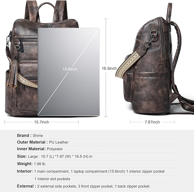 Shrrie 15.6 inch Laptop Backpack - Image 6