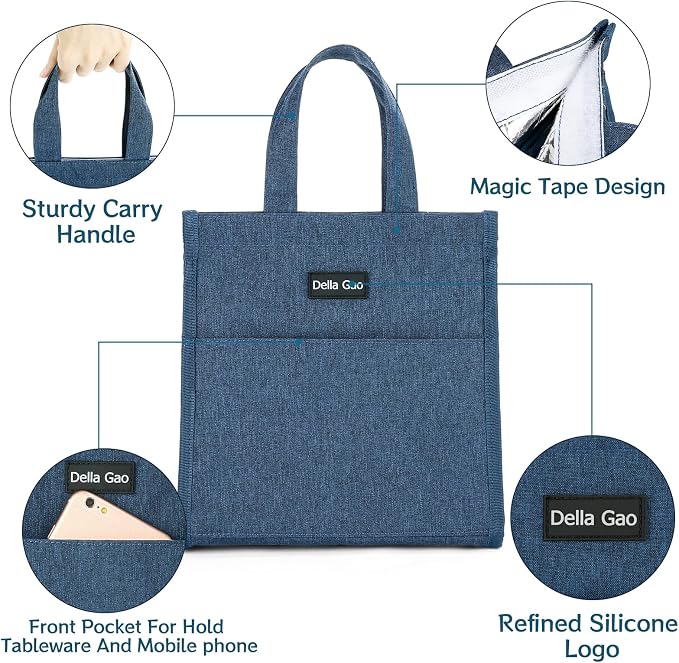 Della Gao Insulated Lunch Bag for Women Men, Waterproof Small Lunch Tote Lunch - Image 5