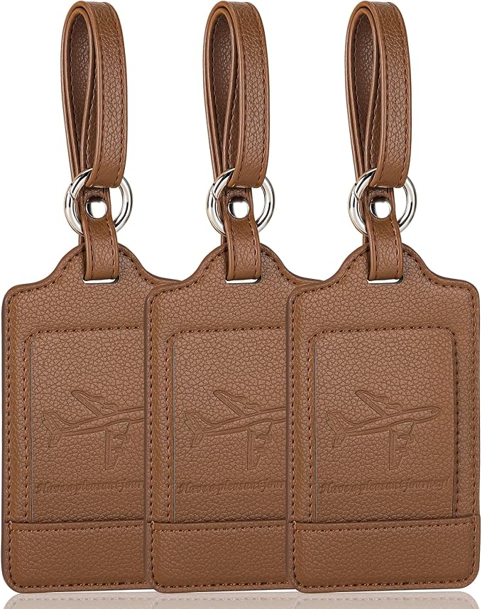 Teskyer Luggage Tags, 3 Pack Premium PU Leather Luggage Tags by TESKYER