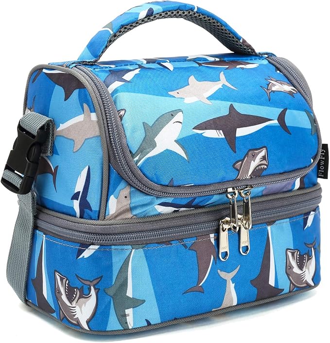 FlowFly Kids Double Decker Cooler Insulated Lunch Bag Large Tote by FlowFly