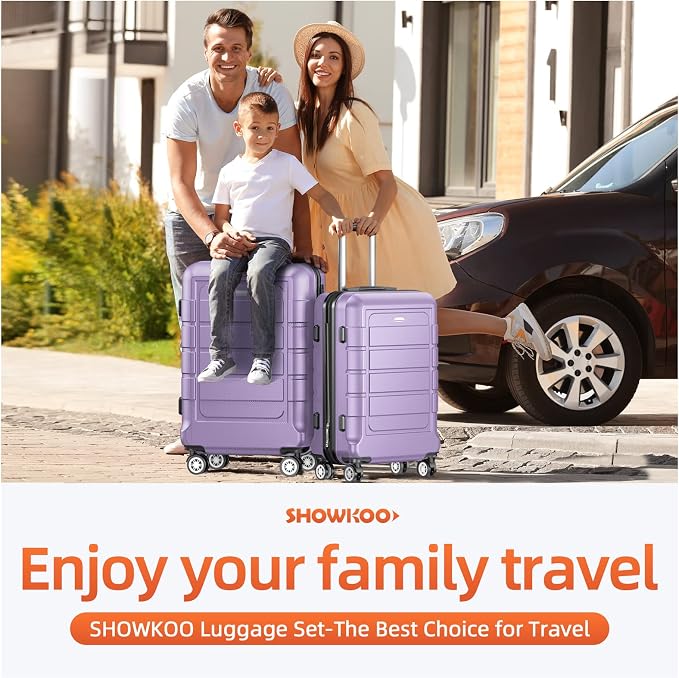 SHOWKOO Luggage Sets Expandable PC+ABS Durable Suitcase Double Wheels TSA Lock - Image 2