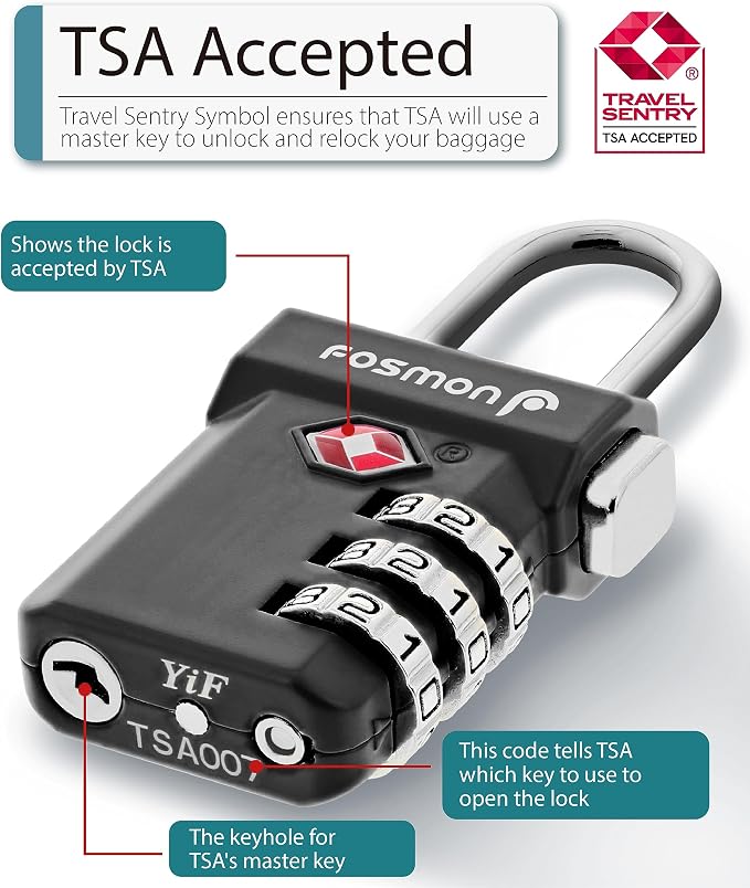 Fosmon TSA Approved Luggage Locks, Suitcase Travel Lock - Image 2