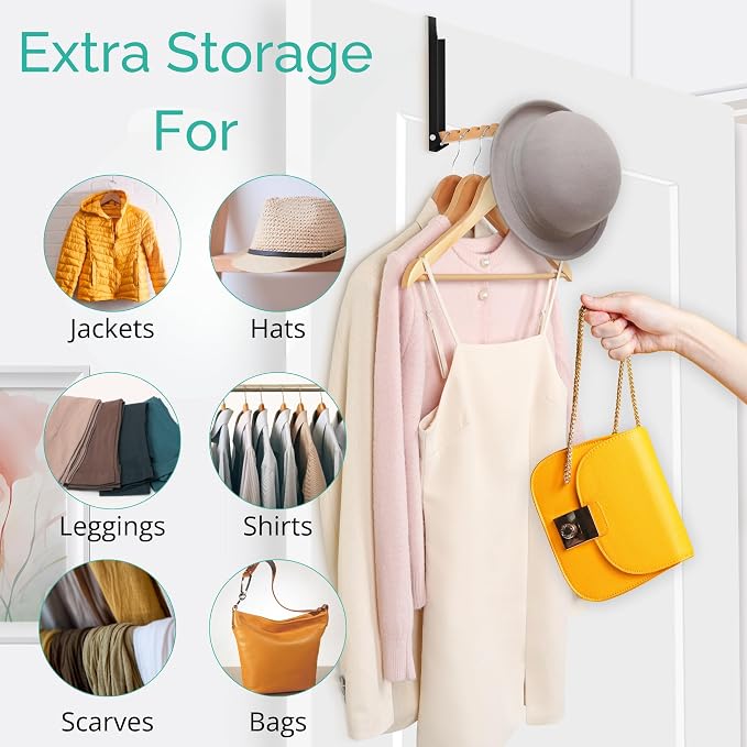 Over The Door Coat Rack: Portable Folding Travel-Friendly Over The Door Clothes - Image 5