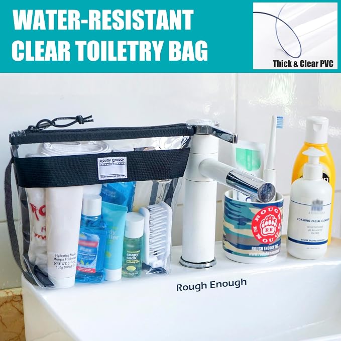Rough Enough Clear Toiletry Bag Makeup Organizer Cosmetic Pouch - Image 4