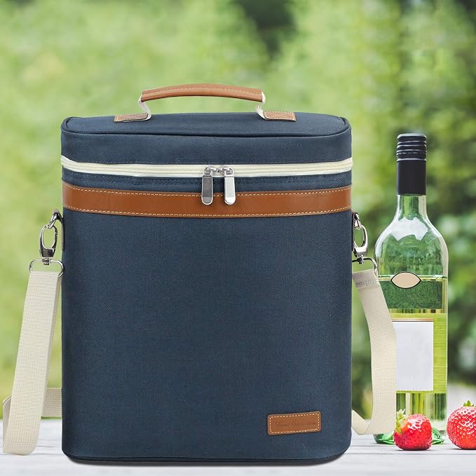ZORMY 3 Bottle Insulated Wine Tote Cooler Bag, Portable Carrier - Image 7