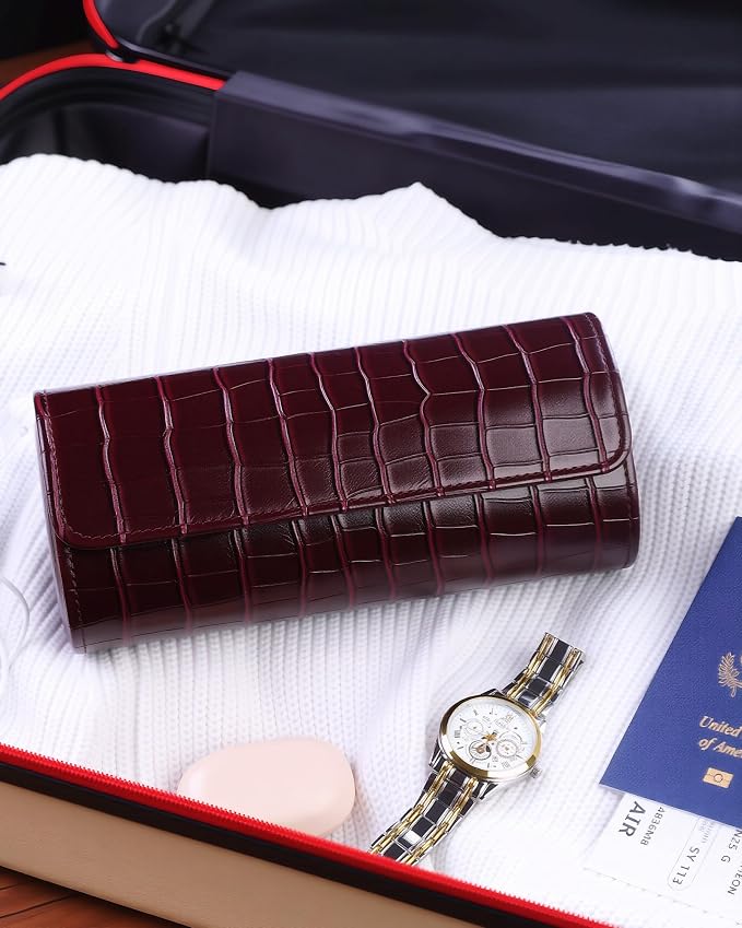 MR.OKAY 3 Watch Travel Case-Classic Leather Watch Case - Image 6