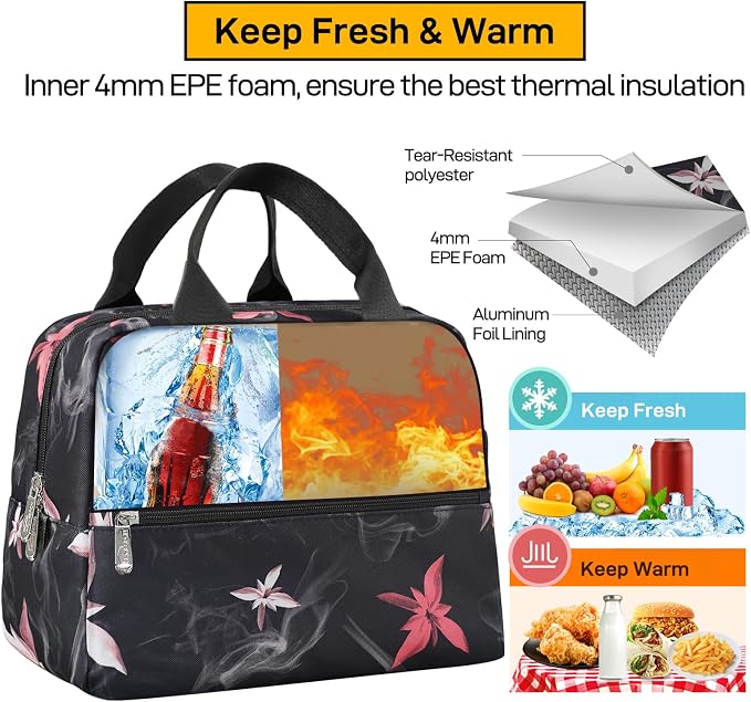 HOMESPON Insulated Lunch Bag for Women Men Lunch Box Cooler Lunch Tote for Work - Image 5