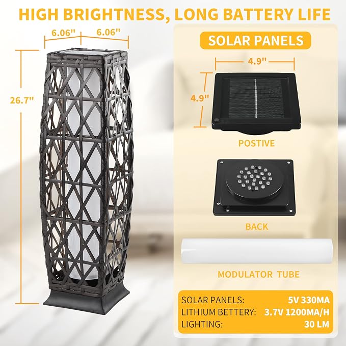 Solar Powered Outdoor Floor, 2 Piece Outdoor Floor Lamps, Solar Lanterns - Image 6
